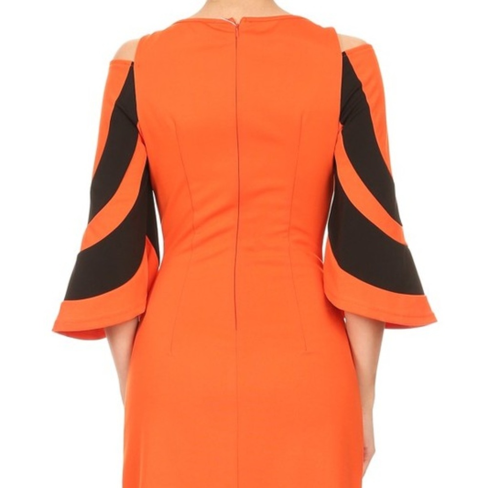 ☺ Colorblock Cold Shoulder Dress - Picture 3 of 5